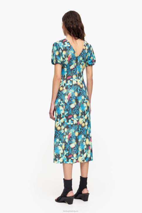 Bimba Y Lola течна миди рокля с принт на цветя графити облекло 28R6R232