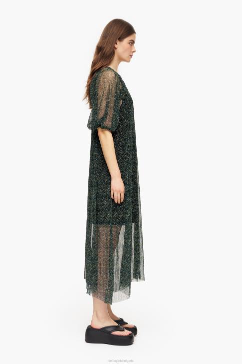 Bimba Y Lola романтична миди рокля с принт на цветя зелено облекло 28R6R236