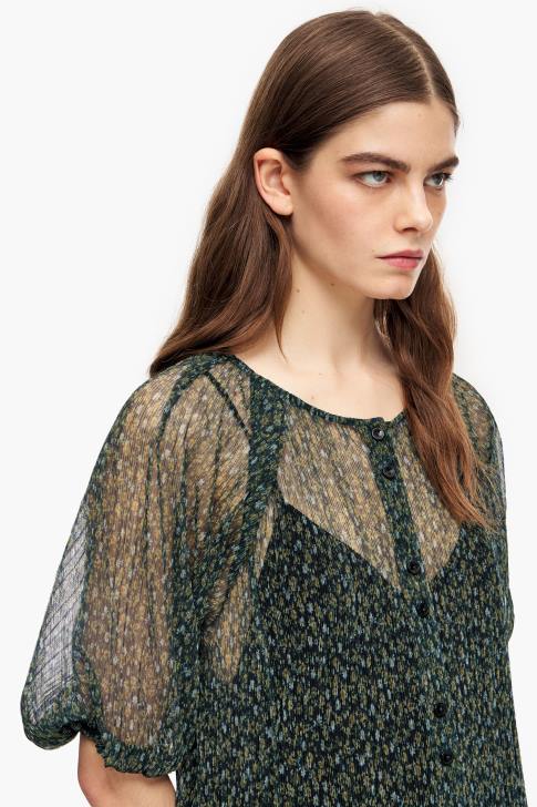 Bimba Y Lola романтична миди рокля с принт на цветя зелено облекло 28R6R236