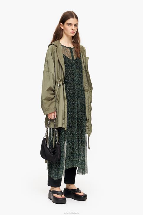 Bimba Y Lola романтична миди рокля с принт на цветя зелено облекло 28R6R236