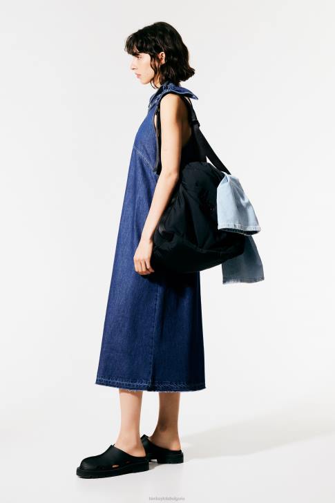 Bimba Y Lola тъмна дънкова рокля с а-силует син облекло 28R6R511