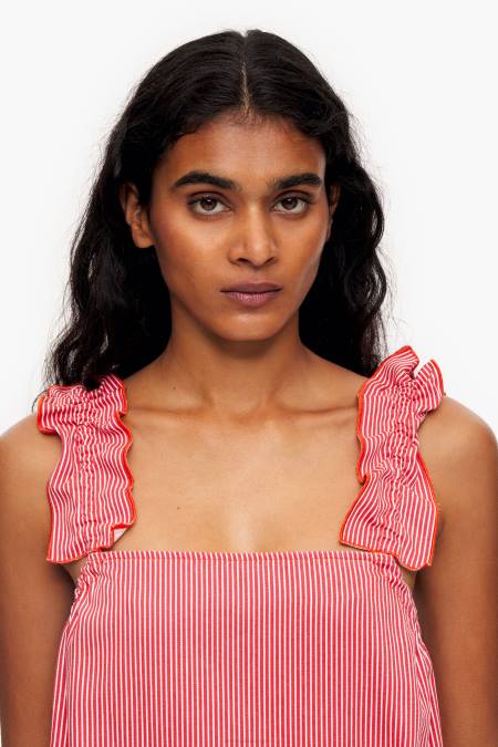 Bimba Y Lola дънкова трапезна рокля облекло червен 28R6R543