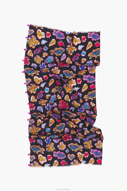 Bimba Y Lola къс морски саронг от памучна риба черен облекло 28R6R1207