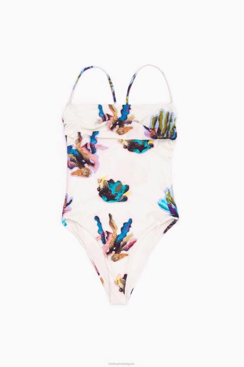 Bimba Y Lola бански с коралов принт слонова кост облекло 28R6R875