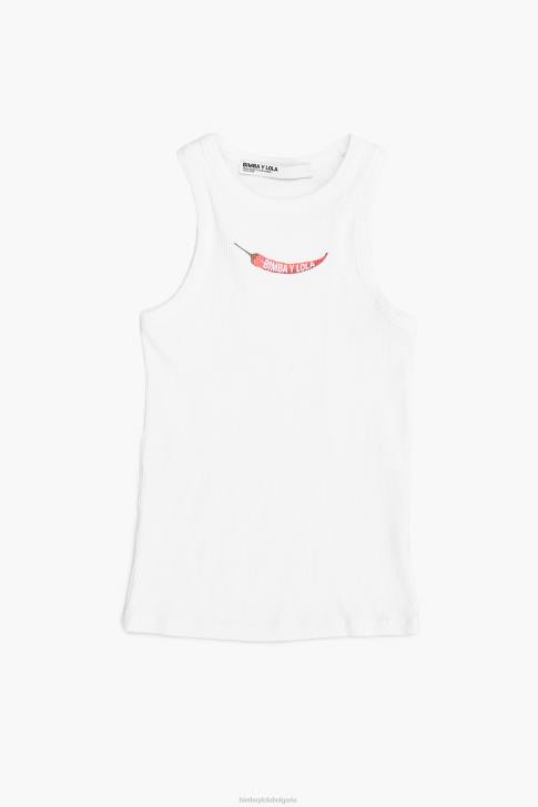 Bimba Y Lola вталена горна част от чили бяло облекло 28R6R244