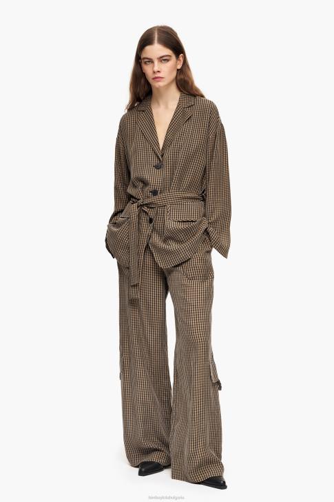 Bimba Y Lola овърсайз сако от гингам кафяво облекло 28R6R470