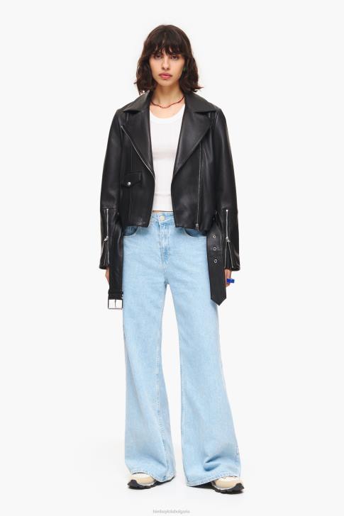 Bimba Y Lola кожено мотоциклетско яке черен облекло 28R6R474