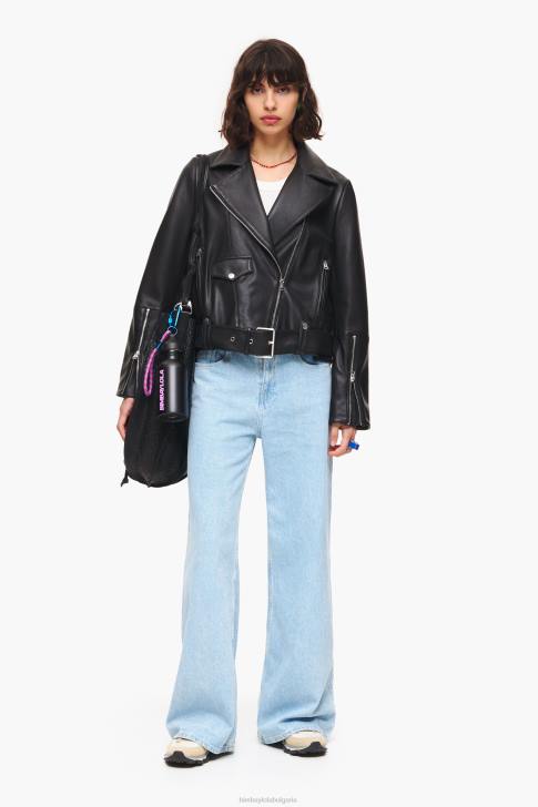 Bimba Y Lola кожено мотоциклетско яке черен облекло 28R6R474