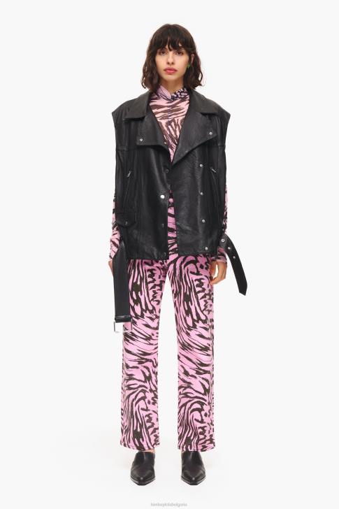 Bimba Y Lola кожена мотористка жилетка черен облекло 28R6R477