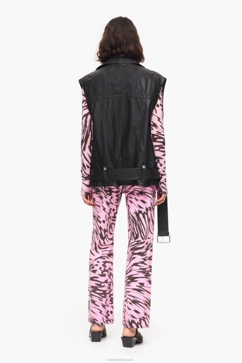 Bimba Y Lola кожена мотористка жилетка черен облекло 28R6R477