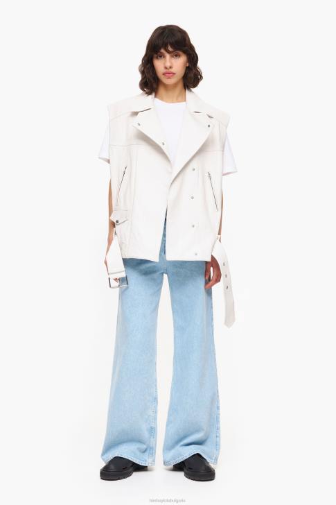 Bimba Y Lola кожена жилетка екрю облекло 28R6R478