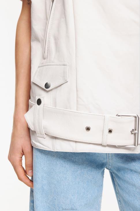 Bimba Y Lola кожена жилетка екрю облекло 28R6R478