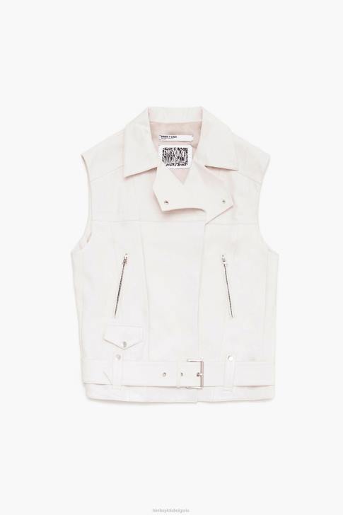 Bimba Y Lola кожена жилетка екрю облекло 28R6R478