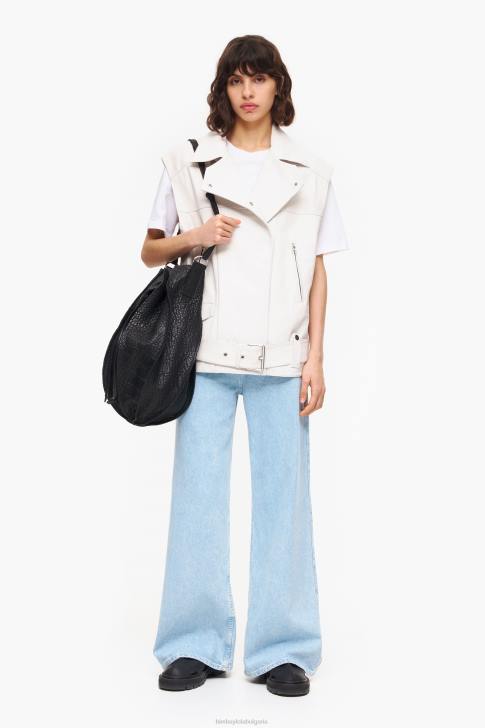 Bimba Y Lola кожена жилетка екрю облекло 28R6R478