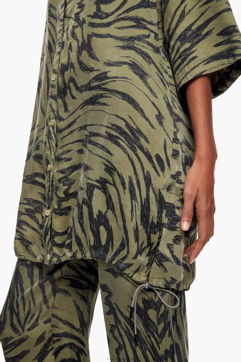 Bimba Y Lola огромна риза с принт на пеперудени крила каки облекло 28R6R323