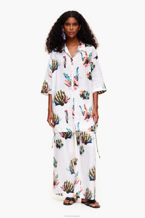 Bimba Y Lola риза с коралов принт слонова кост облекло 28R6R326