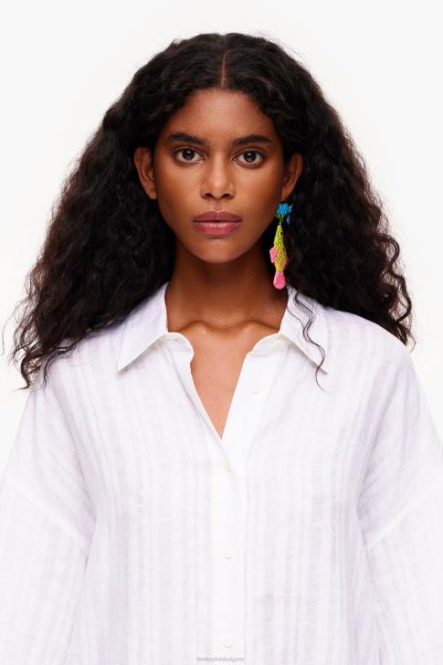 Bimba Y Lola ленена риза бяло облекло 28R6R329