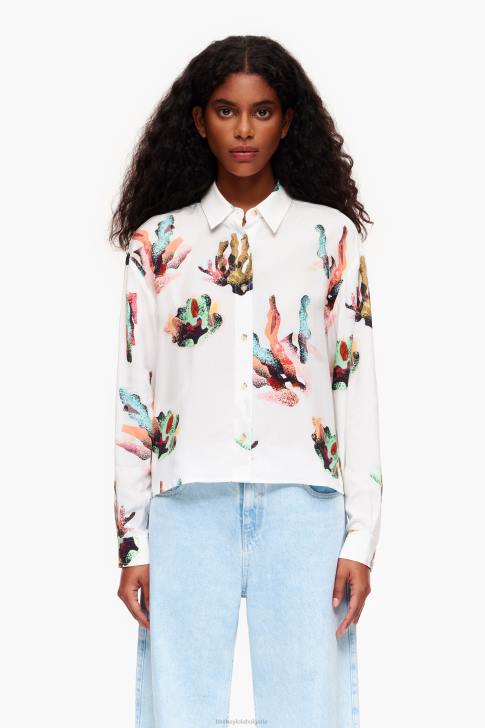 Bimba Y Lola риза с коралов принт слонова кост облекло 28R6R330