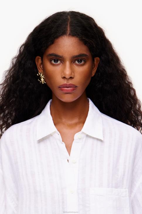 Bimba Y Lola ленена риза бяло облекло 28R6R332