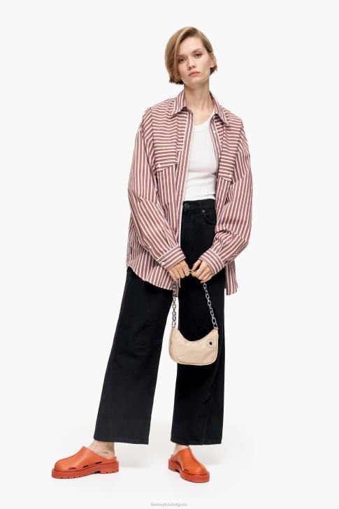 Bimba Y Lola голяма риза от поплин кафяво облекло 28R6R335