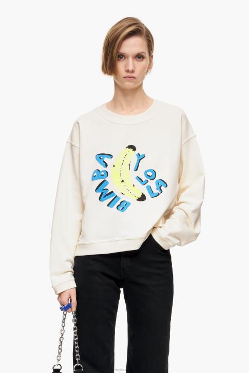 Bimba Y Lola суитчър с квадратно лого банан слонова кост облекло 28R6R495