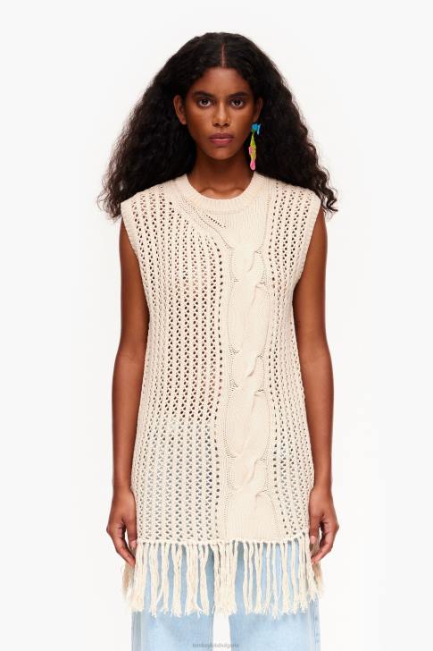 Bimba Y Lola плетена жилетка екрю облекло 28R6R351