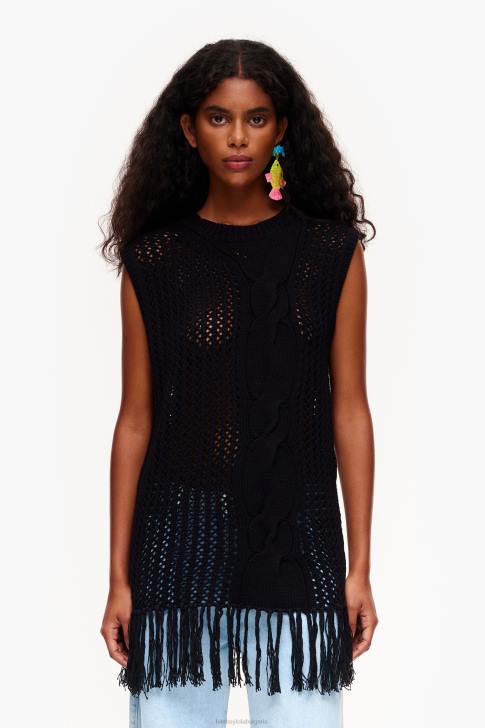 Bimba Y Lola плетена жилетка черен облекло 28R6R352