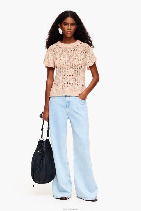 Bimba Y Lola ажурен пуловер пясък облекло 28R6R355