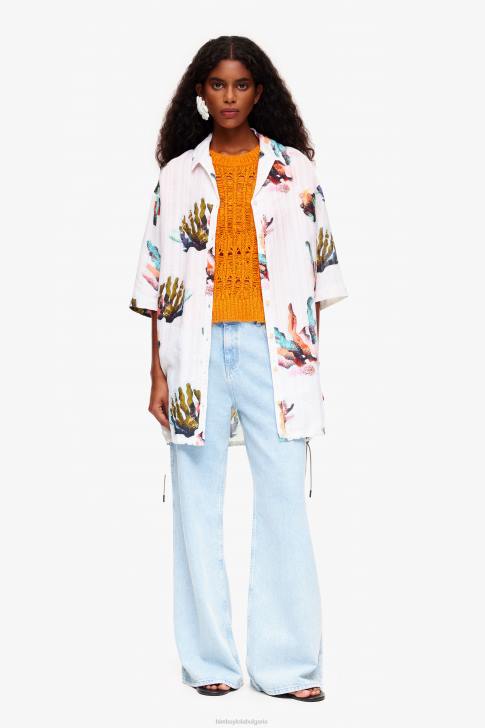 Bimba Y Lola ажурен пуловер оранжево облекло 28R6R356