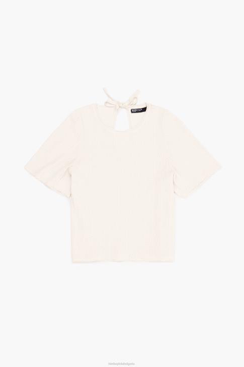 Bimba Y Lola плетен пуловер екрю облекло 28R6R357