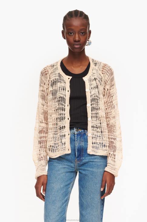 Bimba Y Lola отворена ленена жилетка екрю облекло 28R6R361