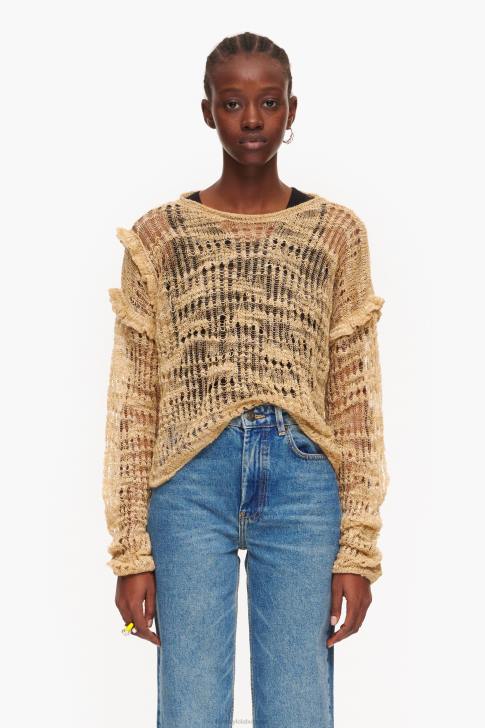 Bimba Y Lola разкопчан ленен пуловер камила облекло 28R6R362