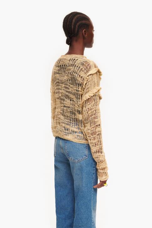 Bimba Y Lola разкопчан ленен пуловер камила облекло 28R6R362