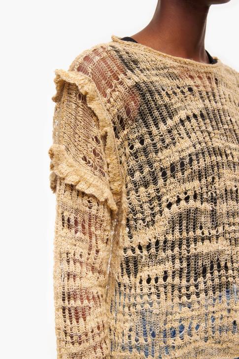 Bimba Y Lola разкопчан ленен пуловер камила облекло 28R6R362