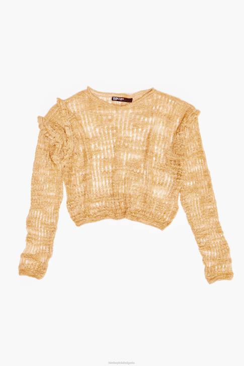 Bimba Y Lola разкопчан ленен пуловер камила облекло 28R6R362