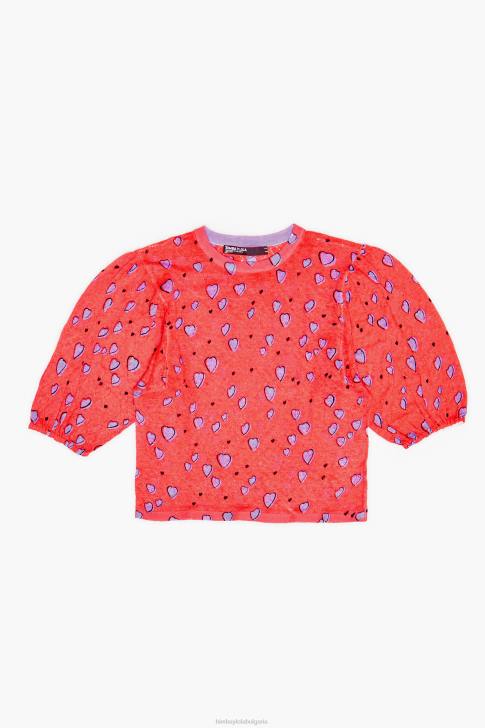 Bimba Y Lola ленен пуловер с принт на малки сърца червен облекло 28R6R367