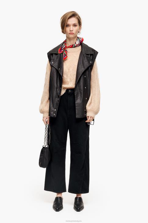 Bimba Y Lola отворен пуловер от мохер пясък облекло 28R6R380