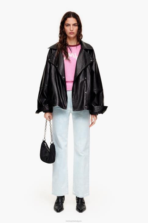 Bimba Y Lola памучен двуцветен пуловер розово облекло 28R6R383