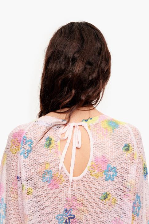 Bimba Y Lola ленен пуловер с печат на цветя розово облекло 28R6R393