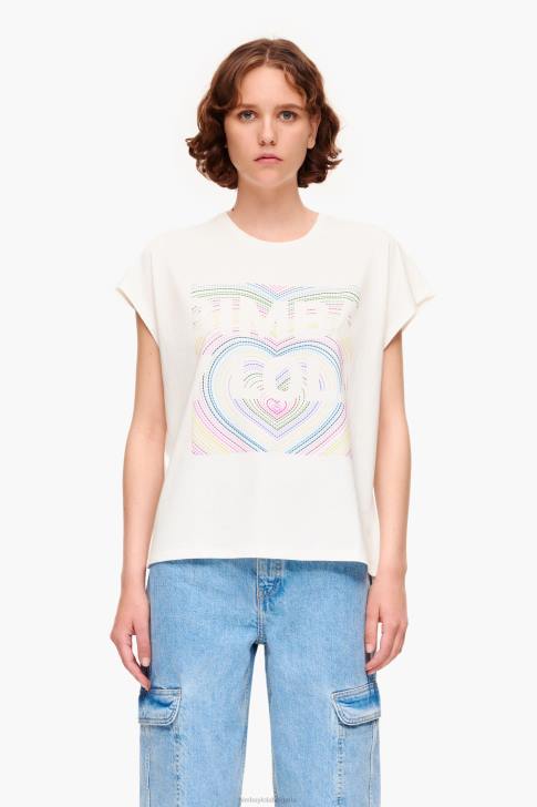 Bimba Y Lola тениска с лого на молив слонова кост облекло 28R6R260