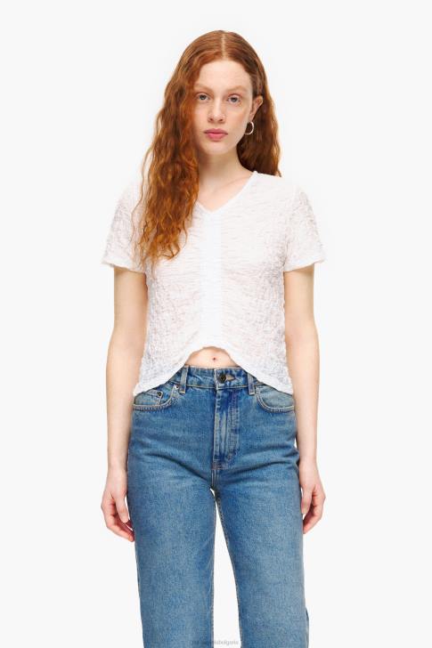 Bimba Y Lola текстурирана тениска с къдрици слонова кост облекло 28R6R267