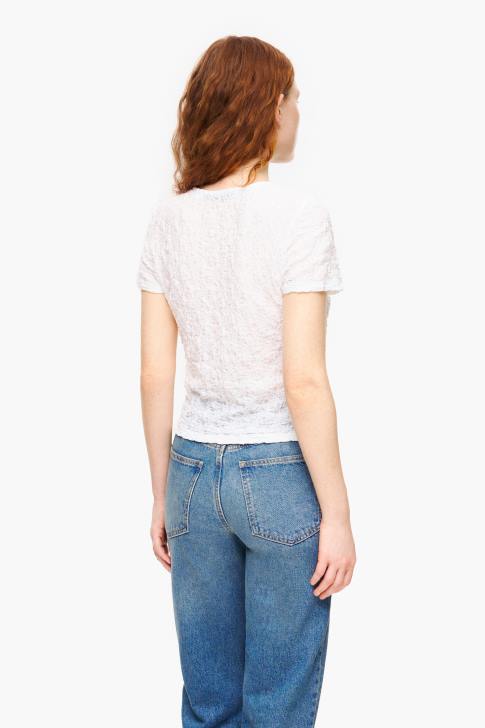 Bimba Y Lola текстурирана тениска с къдрици слонова кост облекло 28R6R267