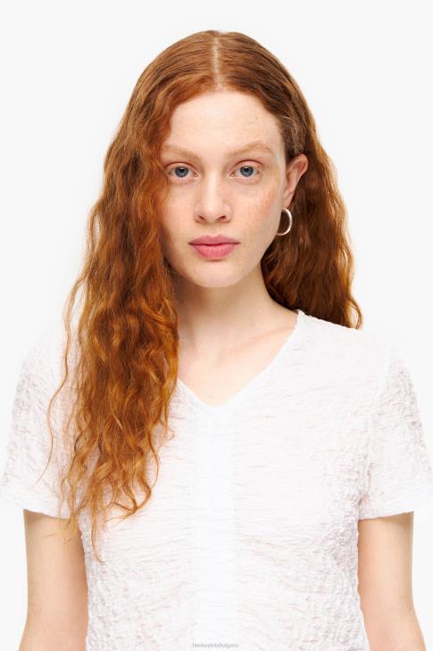 Bimba Y Lola текстурирана тениска с къдрици слонова кост облекло 28R6R267