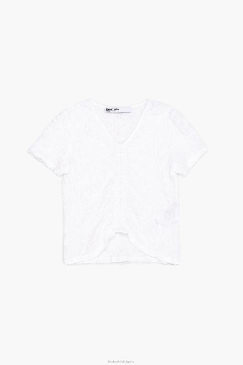 Bimba Y Lola текстурирана тениска с къдрици слонова кост облекло 28R6R267