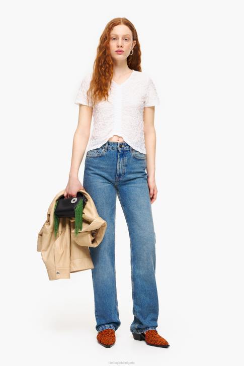 Bimba Y Lola текстурирана тениска с къдрици слонова кост облекло 28R6R267