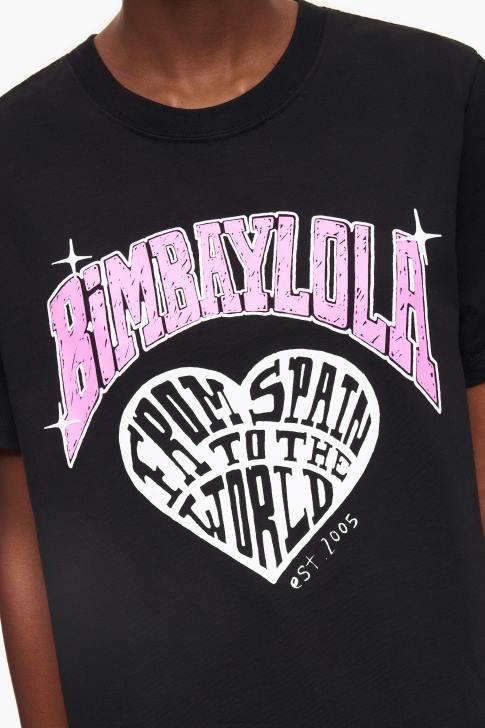 Bimba Y Lola тениска с логото на университета черен облекло 28R6R276