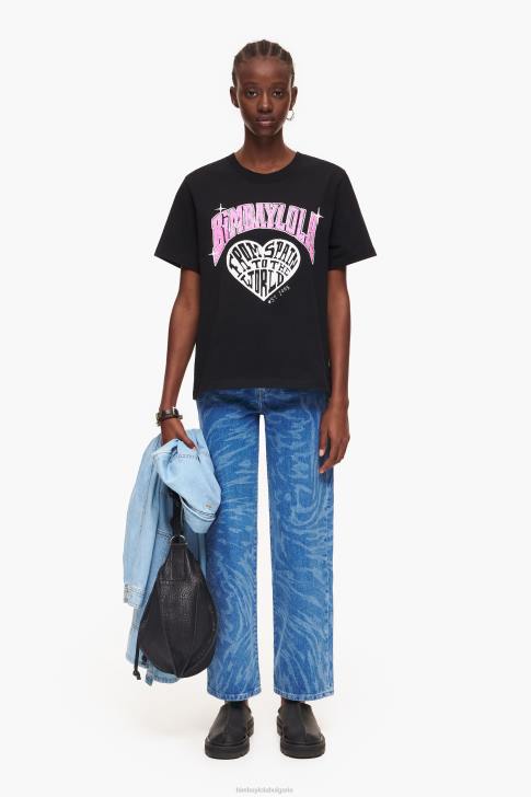 Bimba Y Lola тениска с логото на университета черен облекло 28R6R276