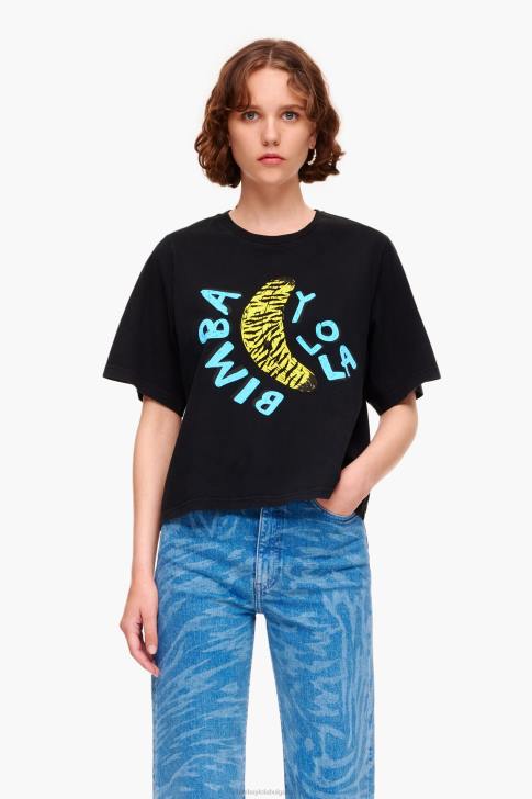 Bimba Y Lola тениска с щампа на банан черен облекло 28R6R278