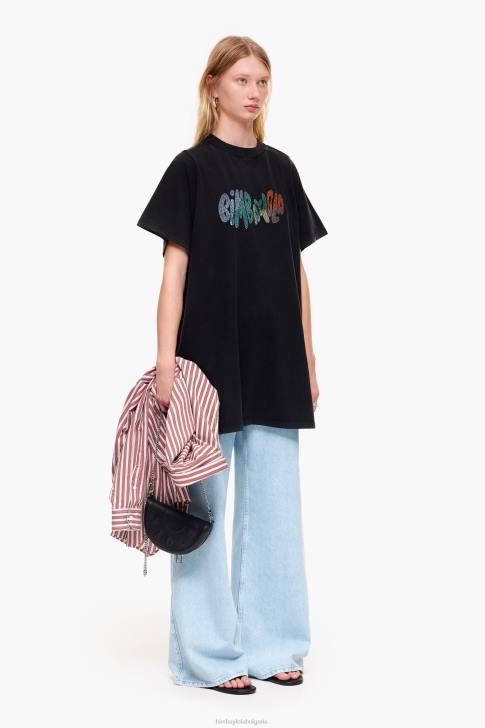 Bimba Y Lola тениска с плавно лого черен облекло 28R6R281