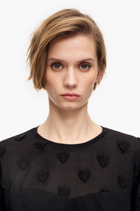 Bimba Y Lola памучна тениска сърца черен облекло 28R6R284